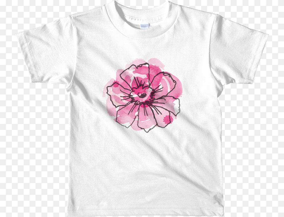 Black Anemone Amp Pink Watercolor Short Sleeve Kids T Shirt Kids Personalized Shirt Short Sleeve Kids T Shirt, Clothing, T-shirt, Flower, Plant Free Transparent Png