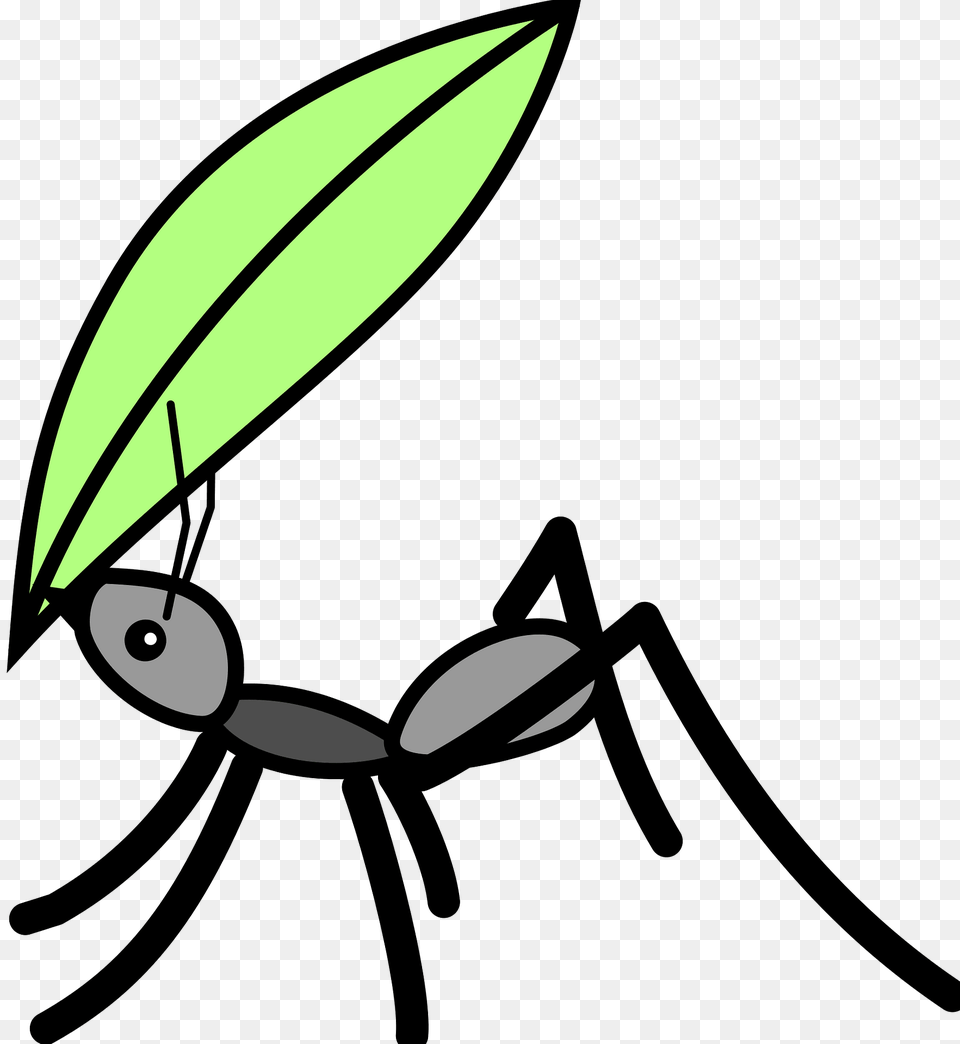 Black Ant Carrying A Green Leaf Clipart, Animal, Insect, Invertebrate, Fish Free Transparent Png