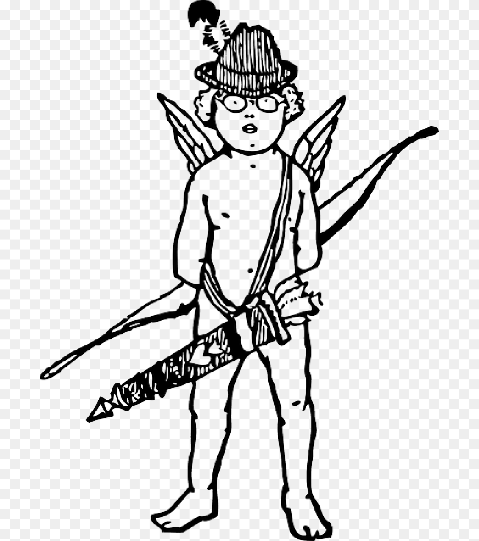 Black Arrow Boy White Hat Wings Bow Cupid, Person, Face, Head, Art Free Png Download