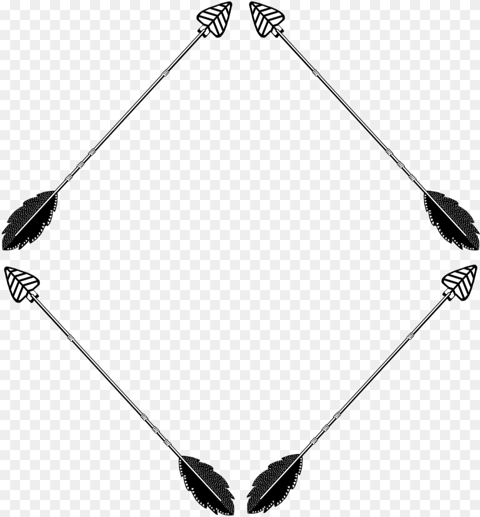 Black Arrow Diamond Line Art, Bow, Weapon Png