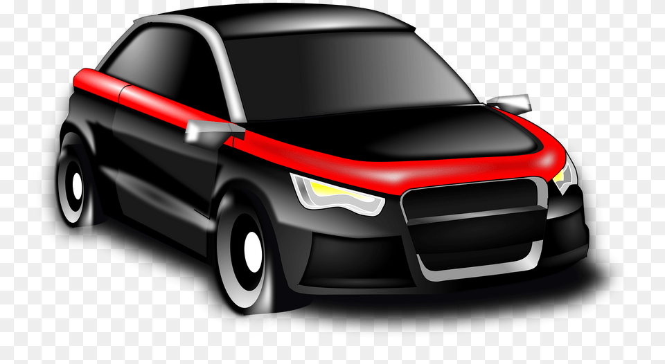 Black Audi A3 With Red Stripe Clipart, Car, Coupe, Sedan, Sports Car Png Image