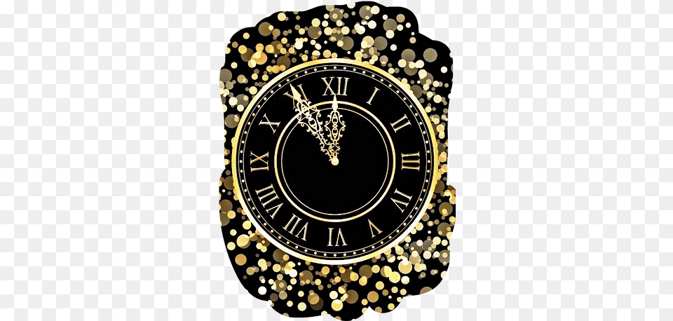 Black Background Gold Sticker By Kimmy Bird Tasset Clock, Analog Clock, Accessories, Jewelry, Locket Free Png Download