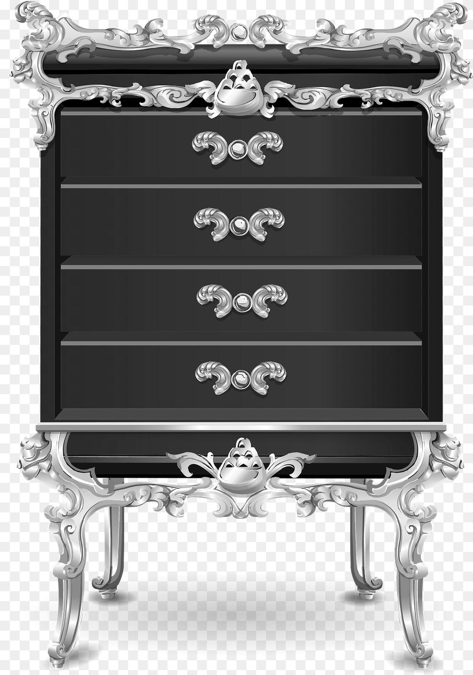 Black Baroque Cabinet Clipart, Drawer, Furniture, Dresser, Mailbox Free Png