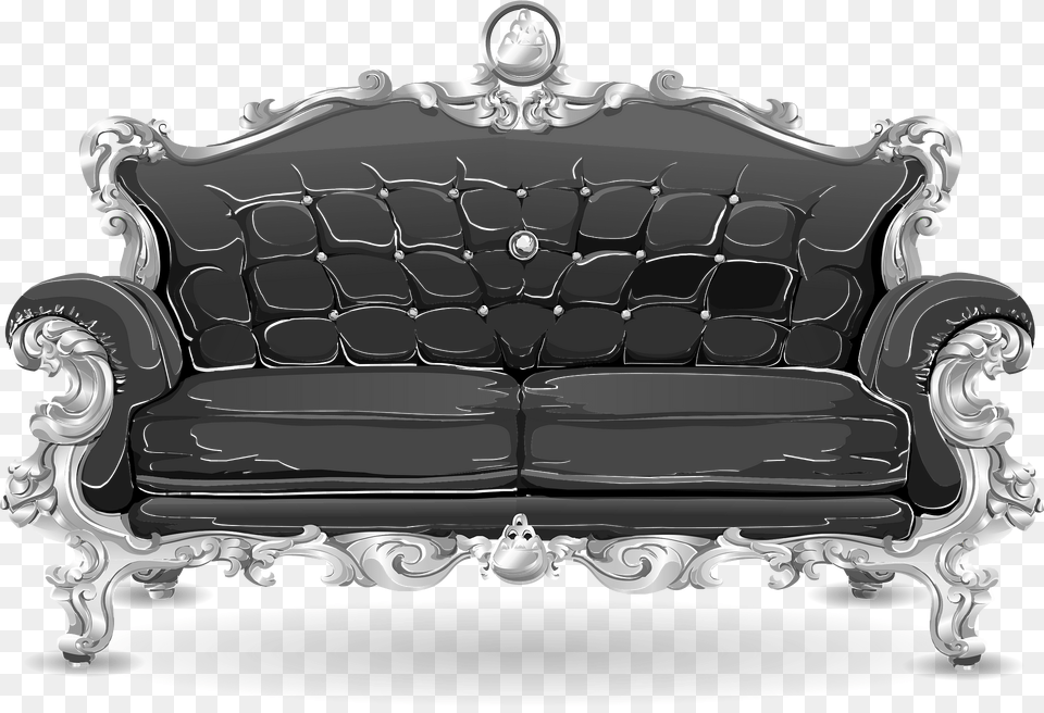 Black Baroque Sofa Clipart, Couch, Furniture, Chair, Crib Free Png
