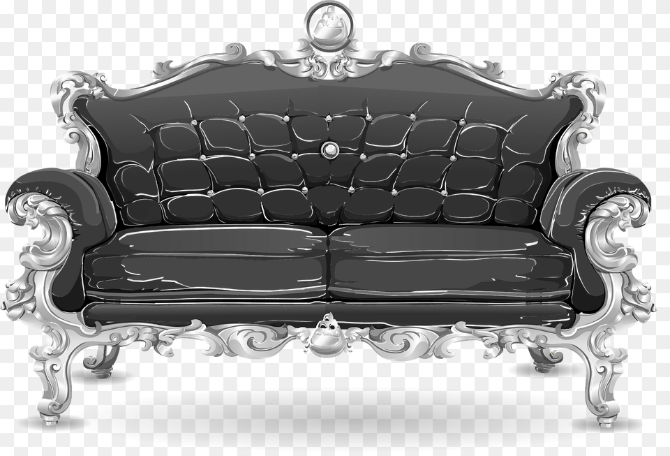Black Baroque Sofa Clipart, Couch, Furniture, Crib, Infant Bed Png Image