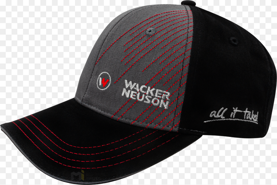 Black Baseball Cap Wacker Neuson With Red Stripes, Baseball Cap, Clothing, Hat Free Png