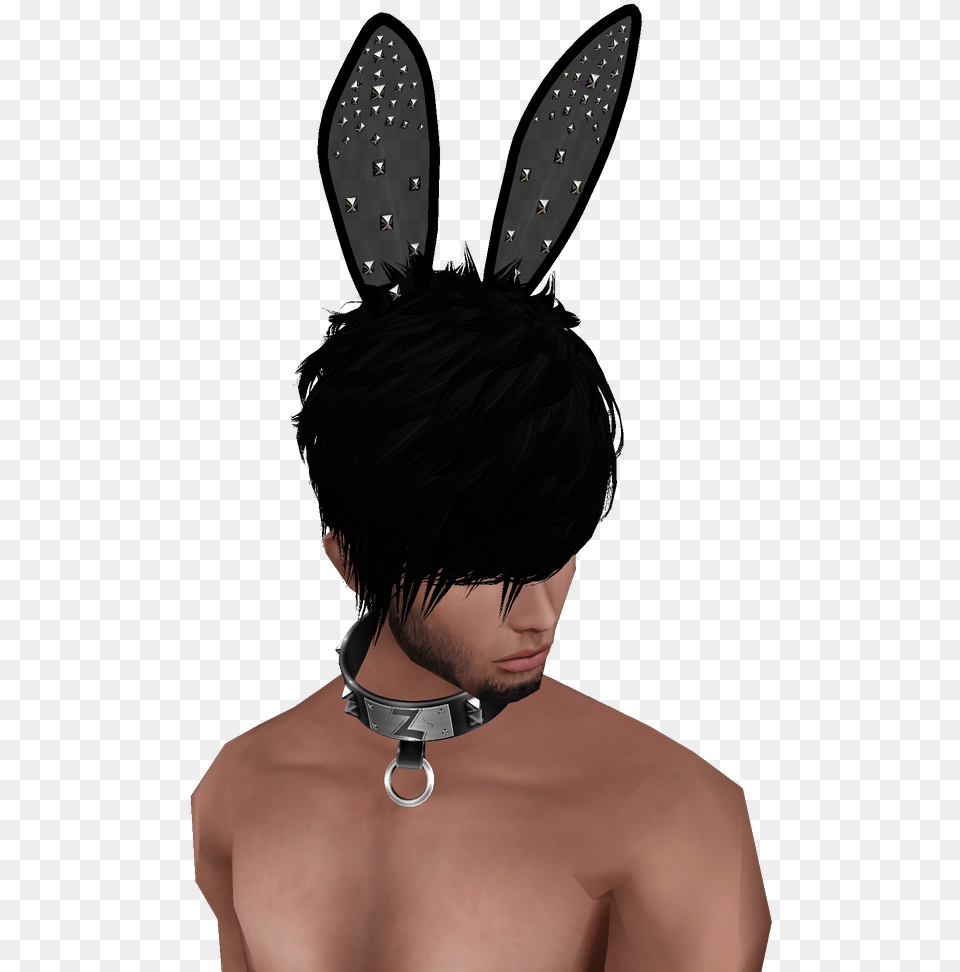 Black Bedazzled Bunny Ears Girl, Accessories, Necklace, Jewelry, Person Png