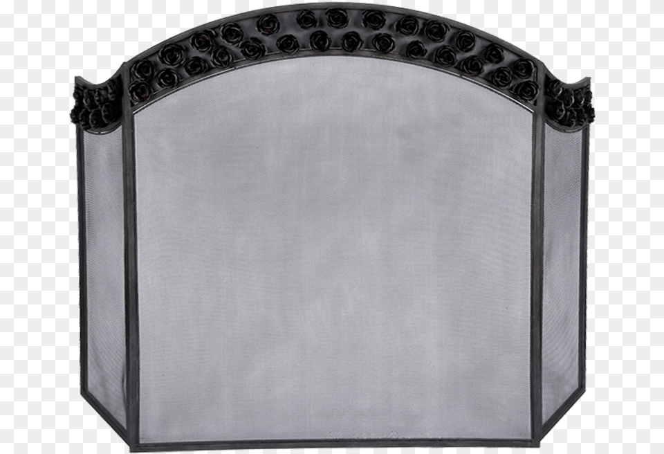 Black Bianca Rose Pattern 3 Panel Fireplace Screen Arch, Fire Screen Free Png