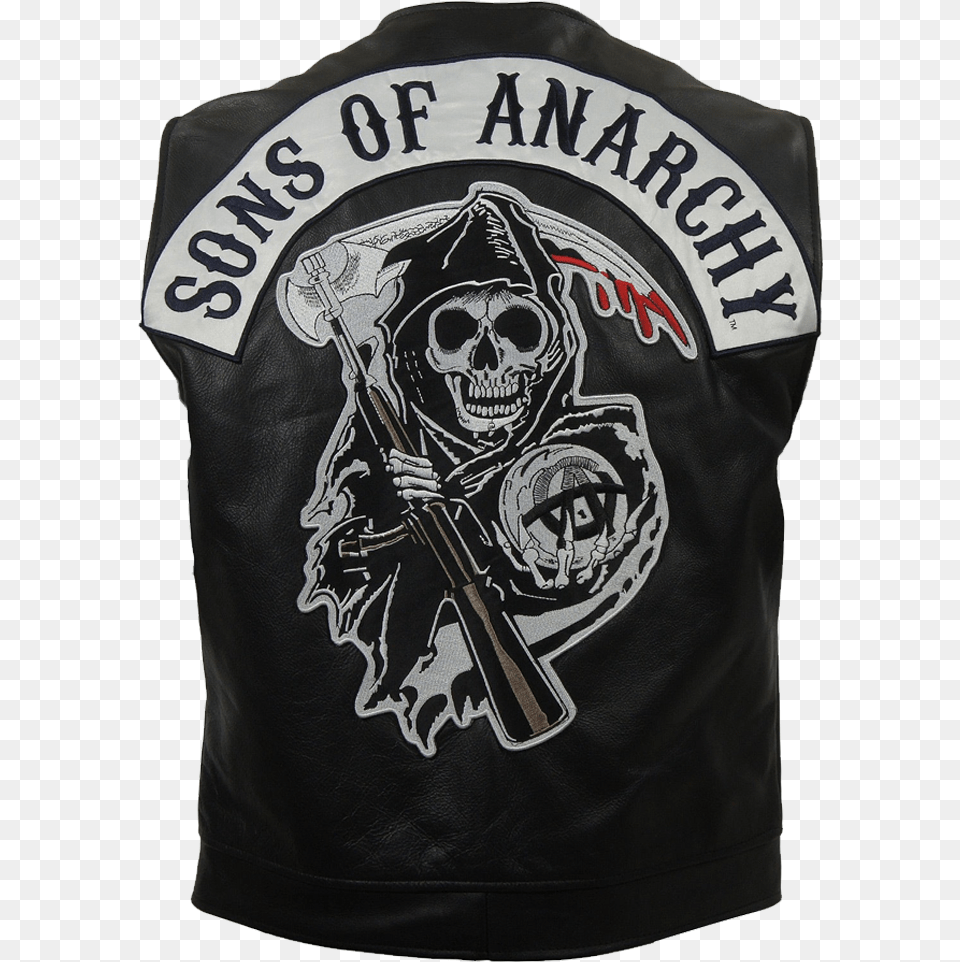 Black Biker Vest Sons Of Anarchy, Clothing, Coat, Jacket, Shirt Free Png Download