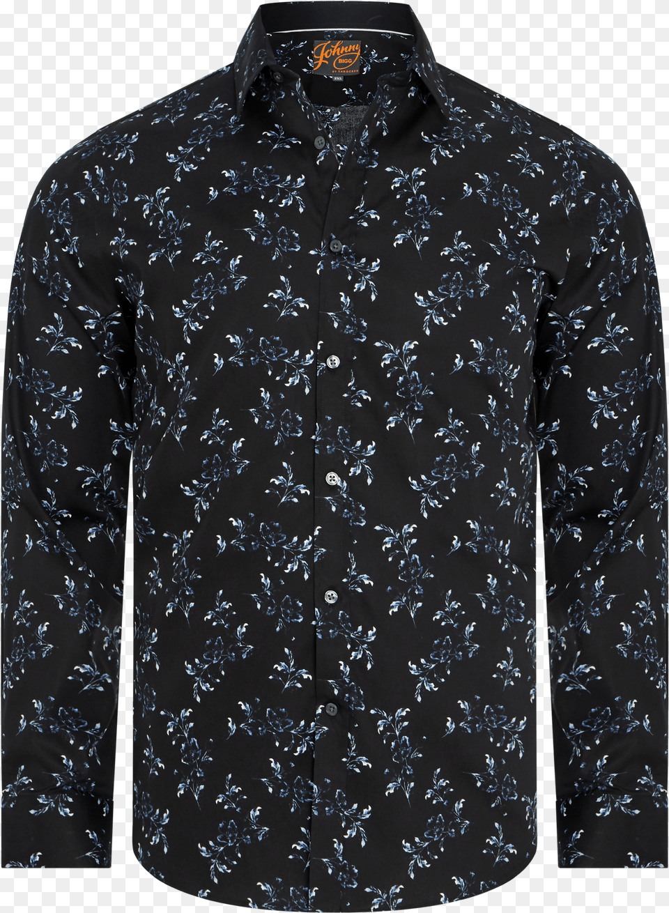 Black Blue Floral Print Shirt Button Png Image
