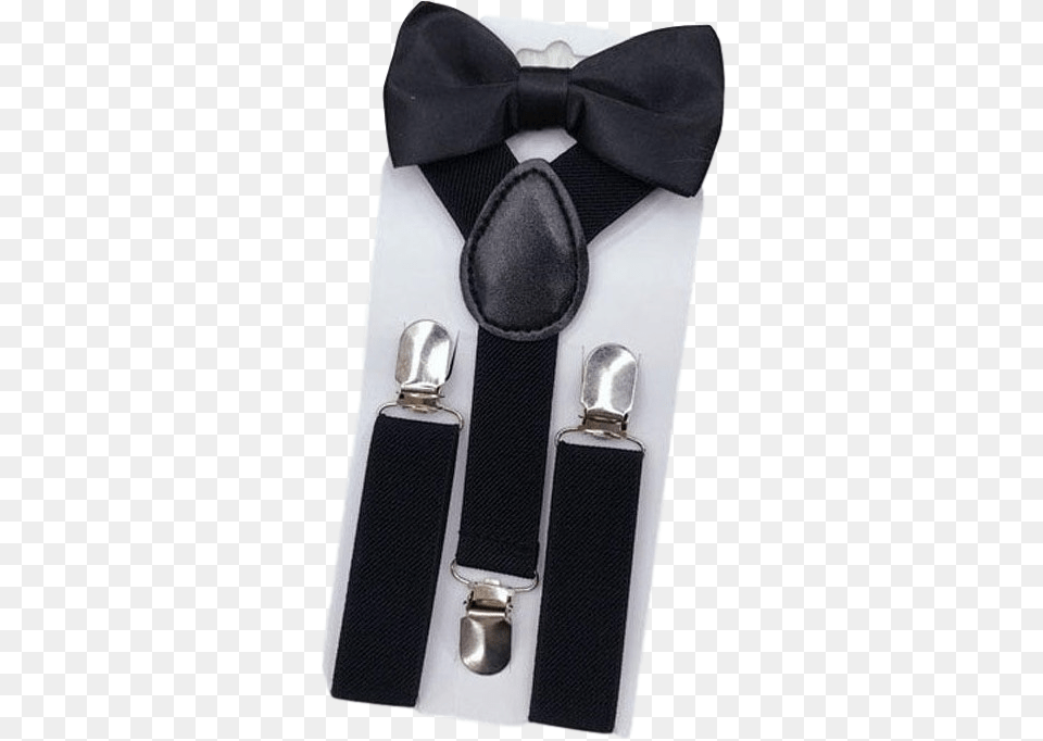 Black Bow Tie And Suspender Set Solid, Accessories, Formal Wear, Belt, Necktie Free Png