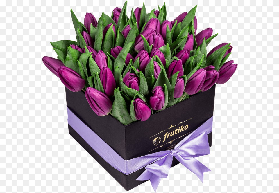 Black Box Of Purple Tulips Box Of Tulips, Flower, Flower Arrangement, Flower Bouquet, Plant Free Png Download