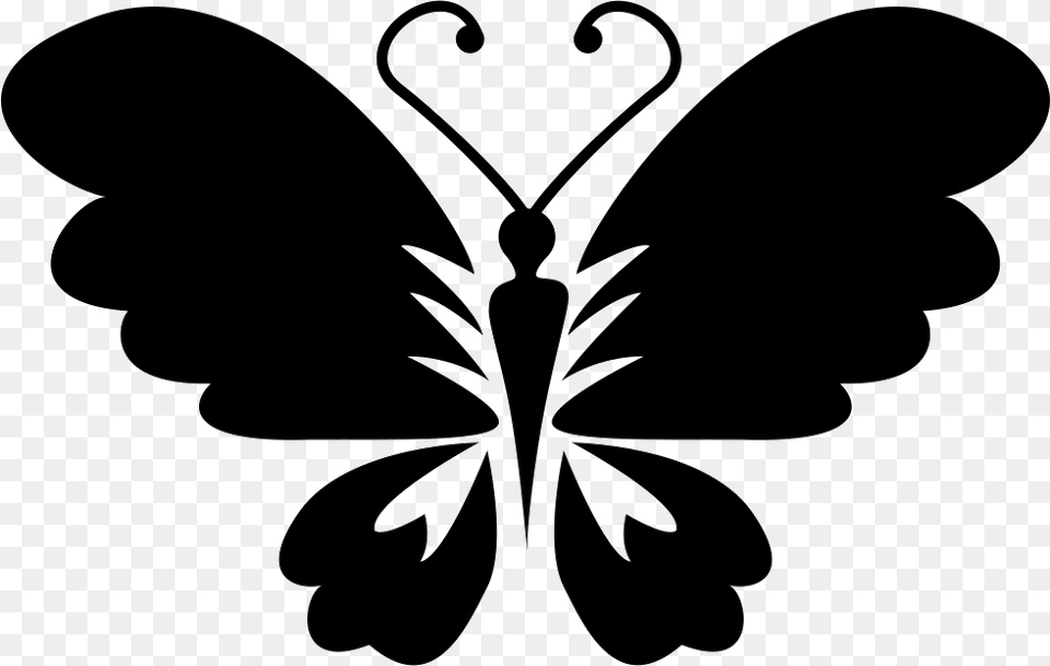 Black Butterfly Top View With Opened Wings Gambar Simbol Kupu Kupu, Stencil, Silhouette Png