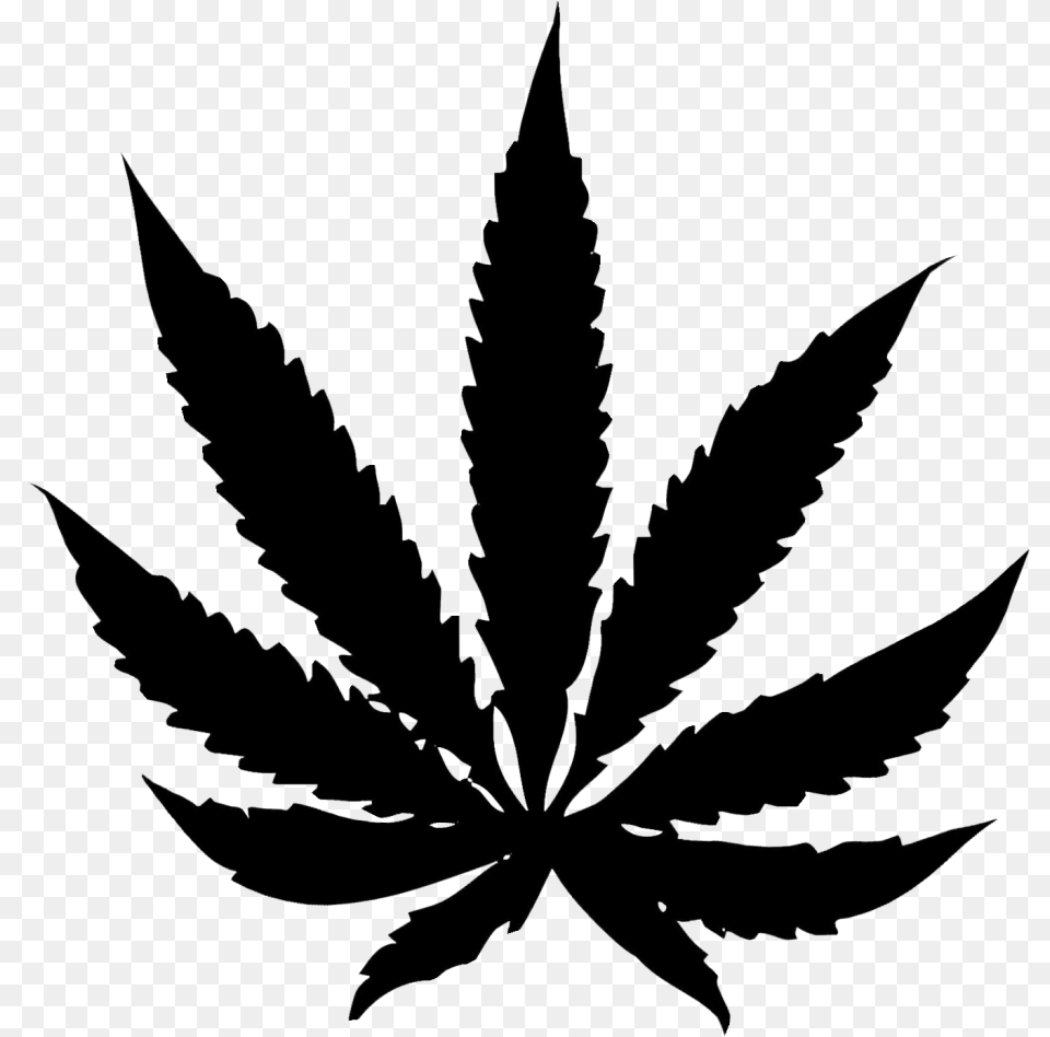 Black Cannabis Leaf Potleaf 2 Clipart Black Weed Leaf, Plant, Silhouette Png Image