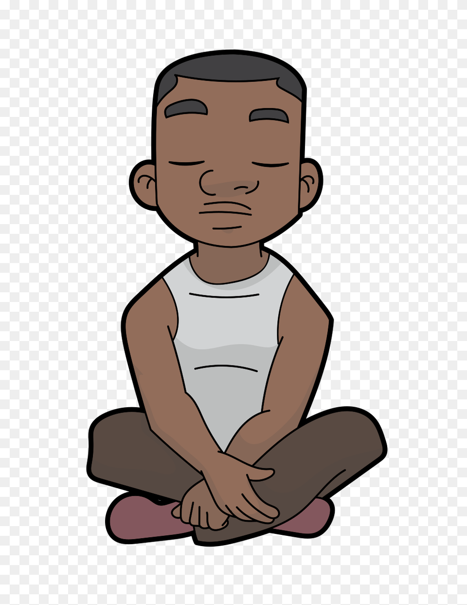 Black Cartoon Guy In Deep Meditation, Baby, Person, Face, Head Free Png