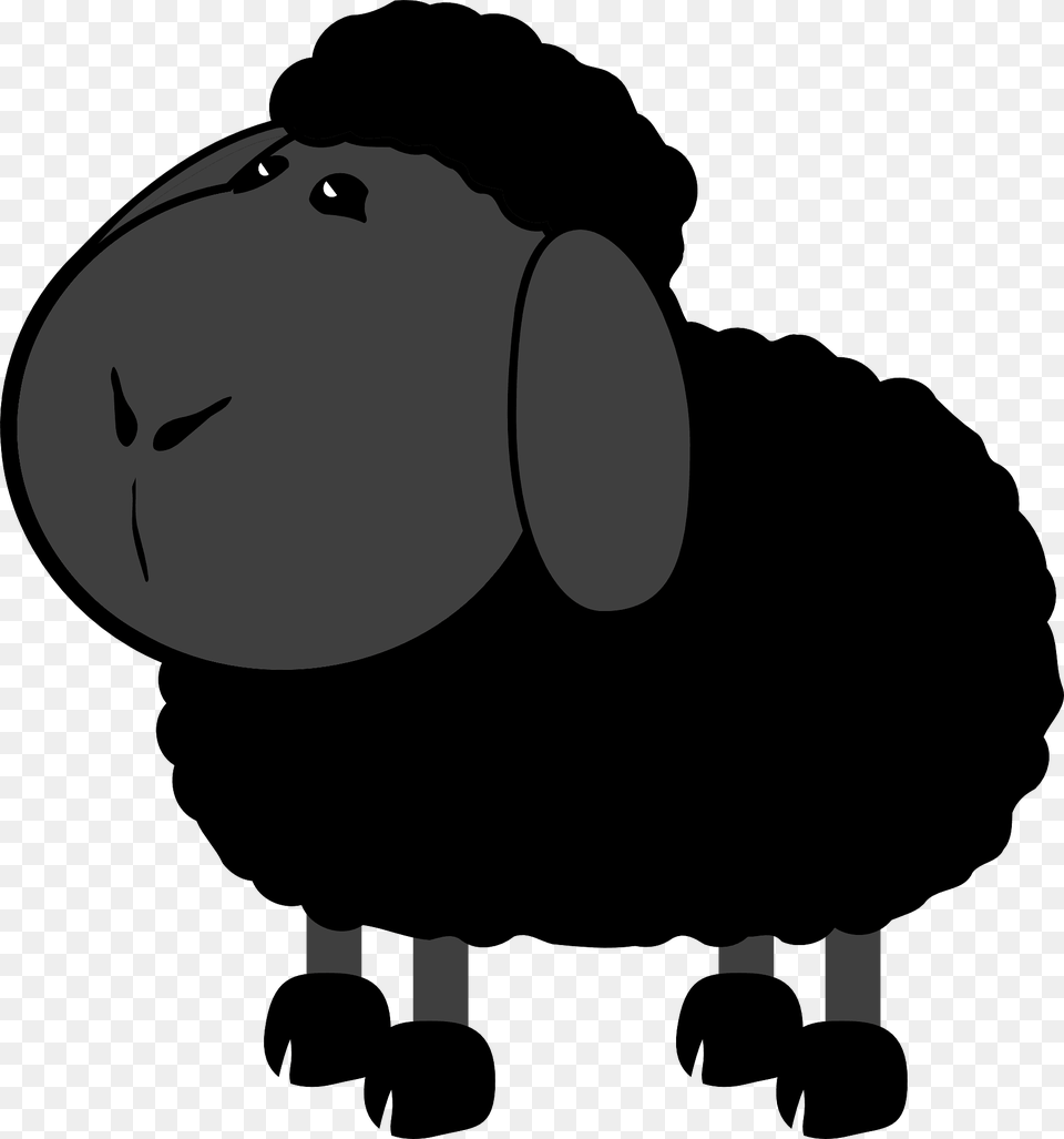 Black Cartoon Lamb Clipart, Animal, Bird, Vulture, Person Free Transparent Png