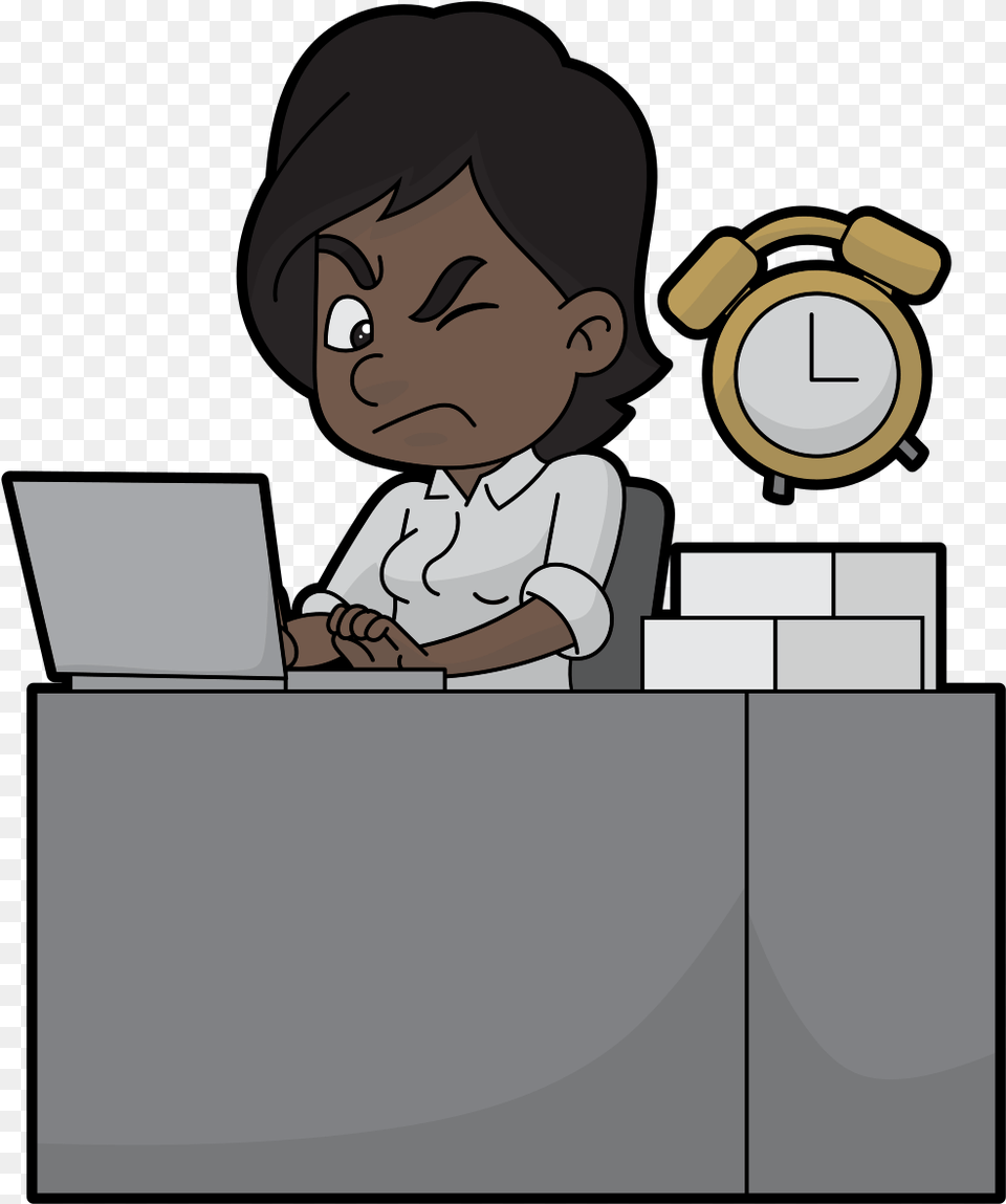 Black Cartoon Woman Annoyed By An Alarm Clock Cartoon, Person, Face, Head Free Png