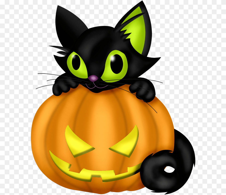 Black Cat And Pumpkin Clipart Cat Halloween Clip Art, Festival, Animal, Mammal, Pet Free Transparent Png