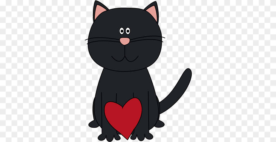 Black Cat And Red Heart Clip Art Black Cat And Red Heart Image Black Cat With Hearts, Animal, Mammal, Pet, Bear Png