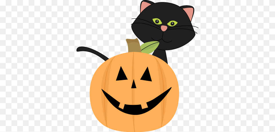 Black Cat Behind Jack O Lantern Cute Halloween Clip Art, Festival Free Png Download