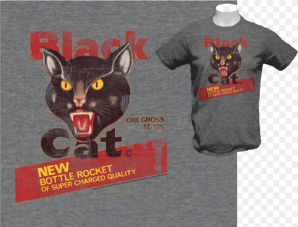 Black Cat Bottle Rocket T Shirt Black Cat Fireworks, Clothing, T-shirt, Animal, Mammal Png