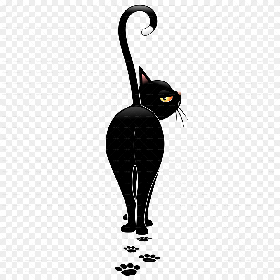 Black Cat Cartoon Black Cat Walking Away, Animal, Mammal, Pet, Black Cat Free Png Download