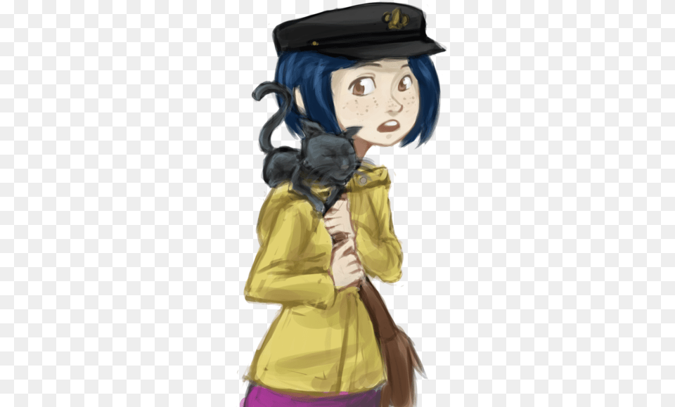 Black Cat Cat And Coraline Image Coraline Jones Art, Book, Clothing, Coat, Comics Free Transparent Png