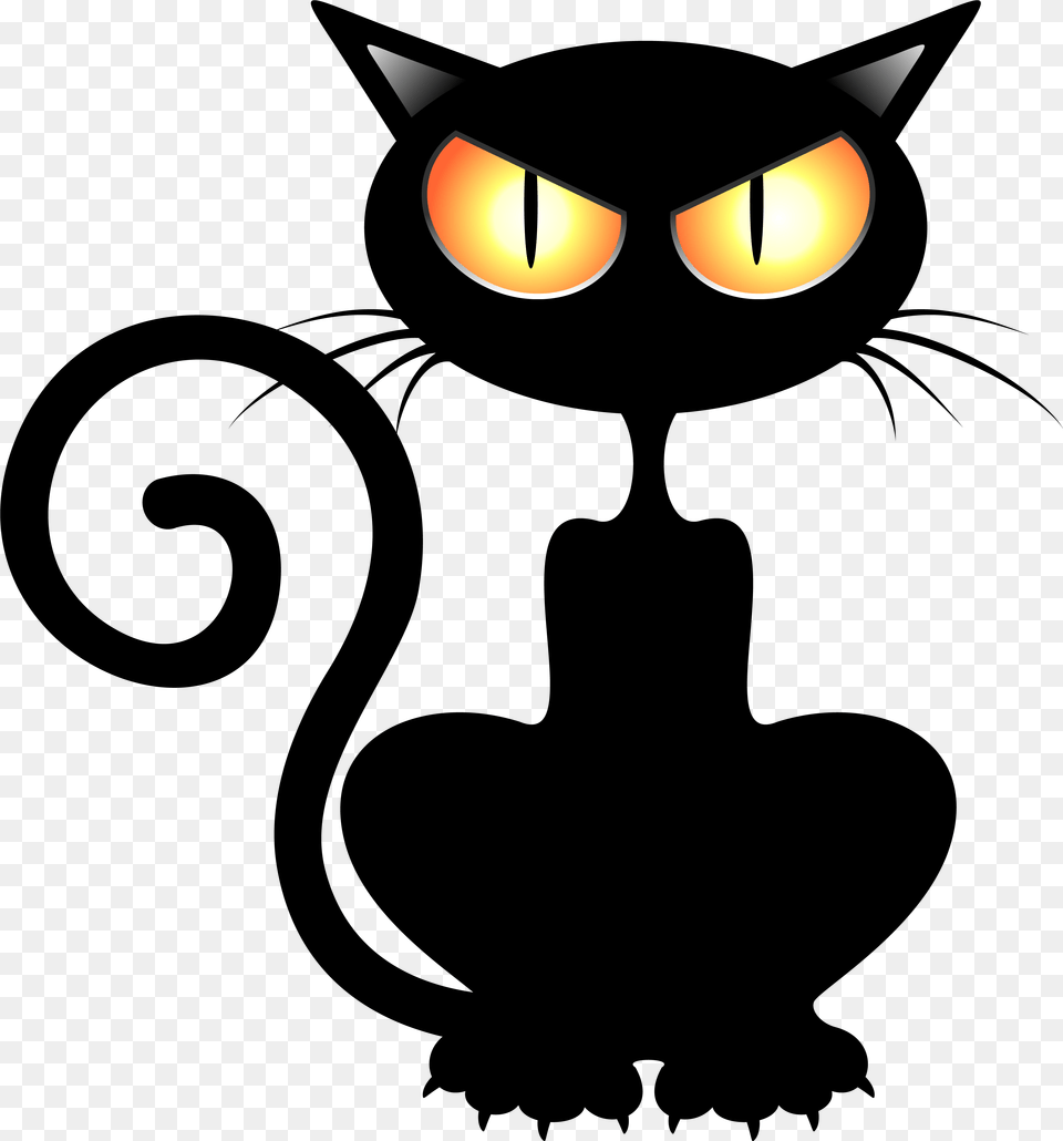 Black Cat Clip Art Halloween Clipart Cartoon Of Black Cat, Animal, Mammal, Pet Free Png