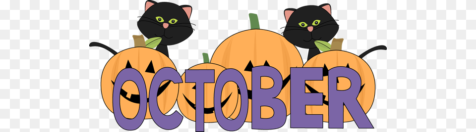 Black Cat Clipart Pumpkin Patch October Clipart Transparent, Bulldozer, Machine, Food, Plant Png Image