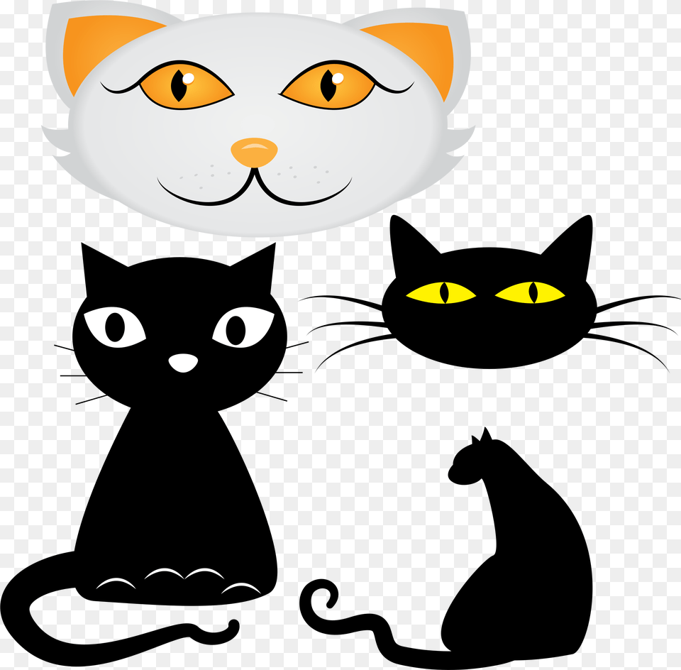 Black Cat Cute Clipart 19 Big Custom Cats Shower Curtain, Face, Head, Person, Animal Png