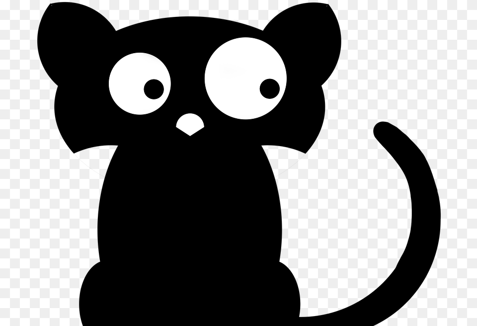 Black Cat Cute Silhouette Stencil Animal Kitty Black Cat, Lighting Png Image