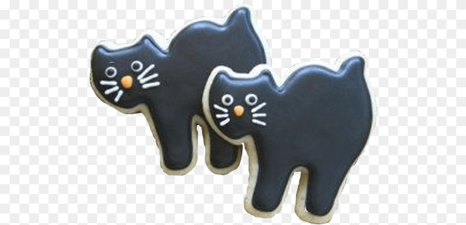 Black Cat Decorated Halloween Cookie Cartoon, Cream, Dessert, Food, Icing Png