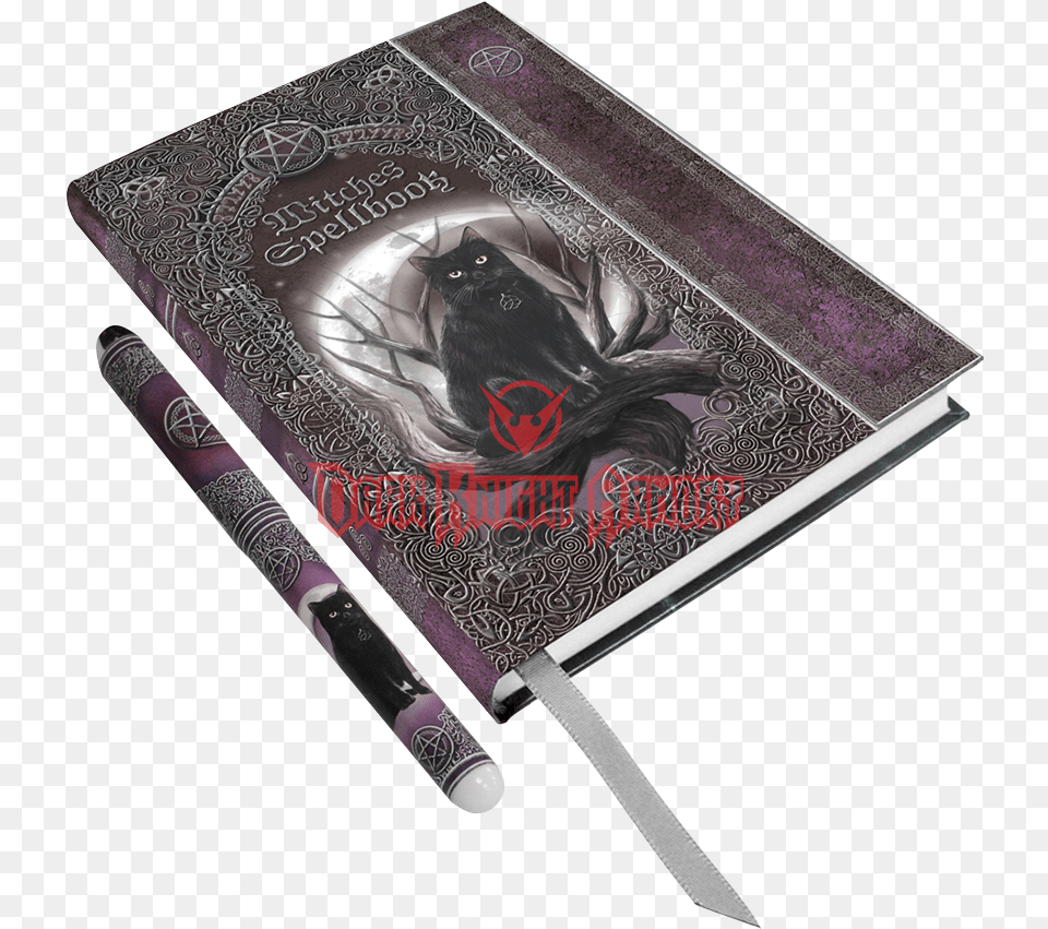 Black Cat Embossed Spell Book With Pen Luna Lakota Notitieboek Met Pen, Publication, Weapon, Knife, Dagger Free Png Download