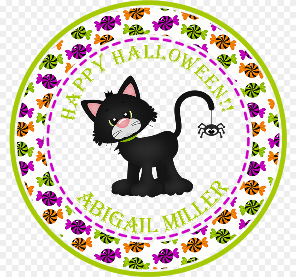 Black Cat Halloween Stickers Or Favor Tags Cartoon, Sticker, Pattern, Art, Graphics Png Image