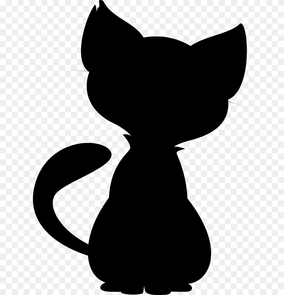 Black Cat Illustration Art Whiskers Simple Cat Silhouette Transparent, Gray Png