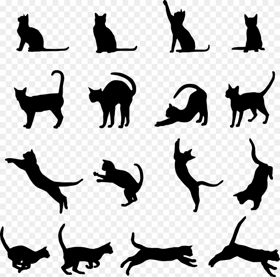 Black Cat Kitten Clip Art Cat Silhouette, Gray Free Png