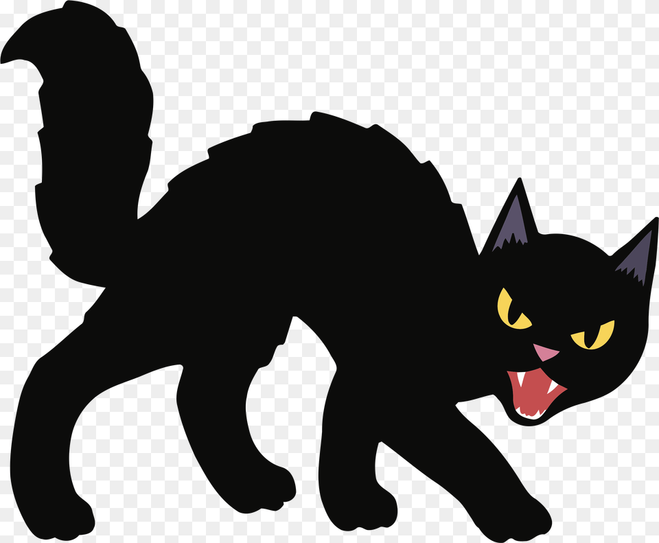 Black Cat Kitten Halloween Clip Art Scary Cat For Halloween, Animal, Mammal, Pet, Black Cat Png Image