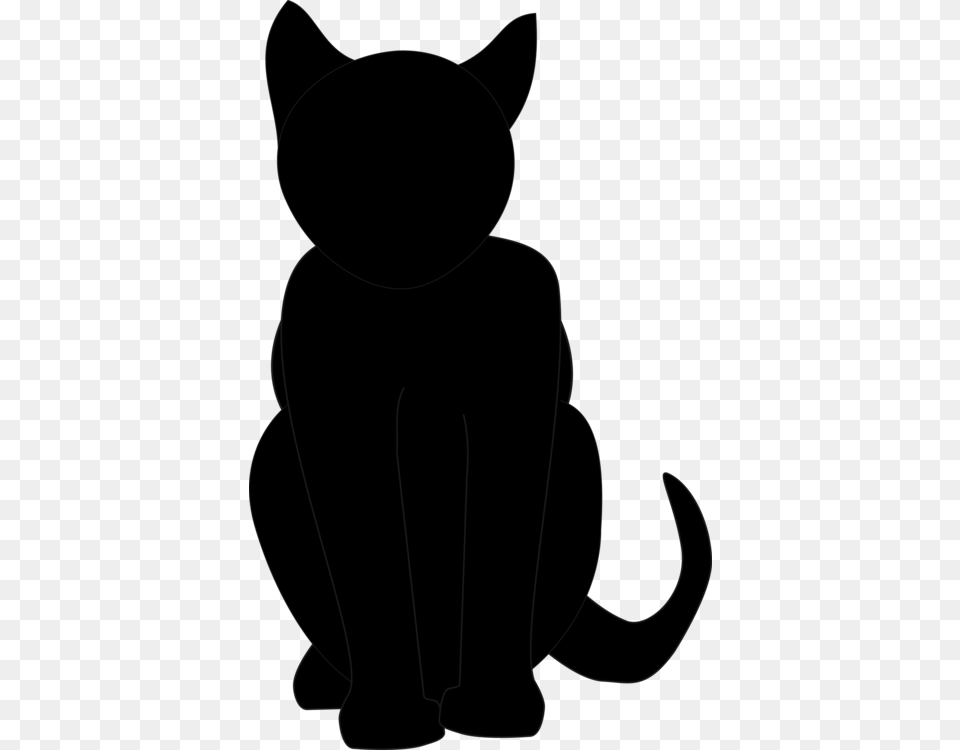 Black Cat Kitten Silhouette Drawing, Animal, Mammal, Pet, Smoke Pipe Png Image