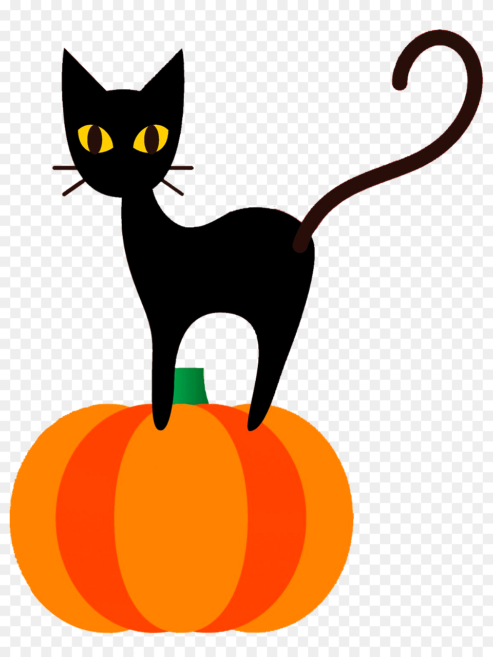 Black Cat On A Pumpkin Clipart, Animal, Mammal, Pet, Black Cat Free Png Download