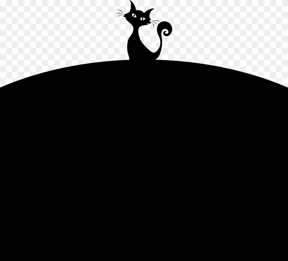 Black Cat On Hill Clipart, Animal, Mammal, Pet, Silhouette Png