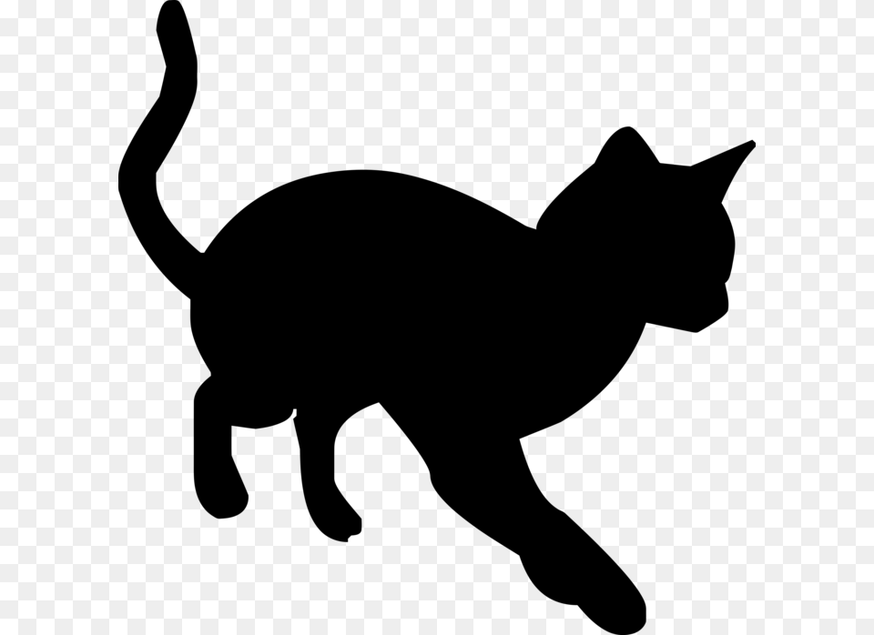 Black Cat Silhouette Clipart Download Cat Vector Silhouette, Gray Free Png