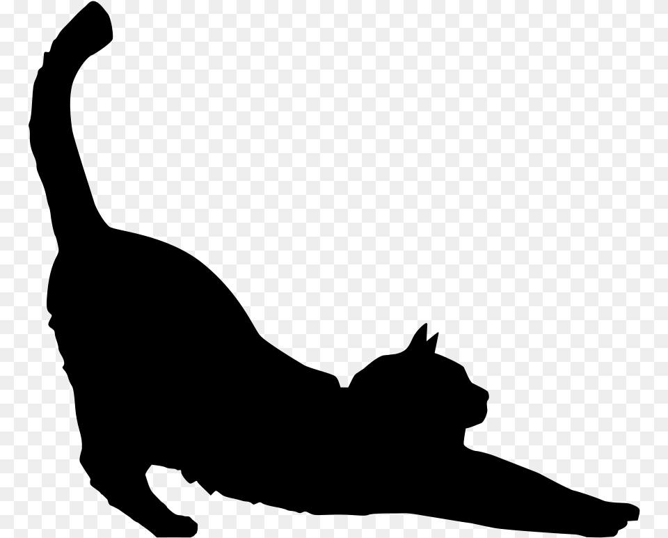 Black Cat Silhouette Kitten Clip Art Silhueta Gato, Gray Free Png