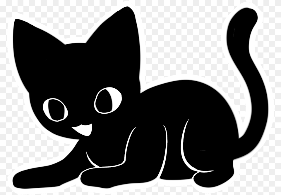 Black Cat Sticker By Himeheishi Black Cat Sticker By Cat Stickers Background, Stencil, Animal, Mammal, Pet Png Image