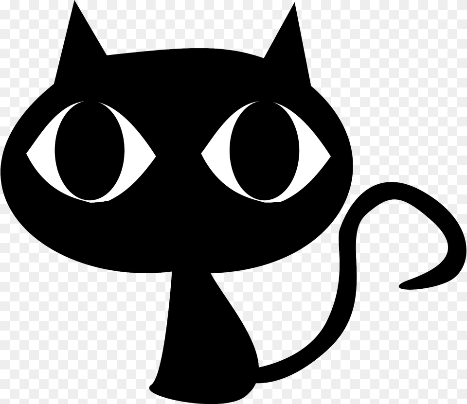 Black Cat With Big Eyes Clipart, Stencil, Animal, Kangaroo, Mammal Free Png