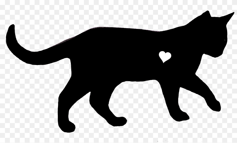 Black Cat With Heart Silhouette Clip Art Dog Cat Clip Art, Animal, Elephant, Mammal, Wildlife Free Transparent Png