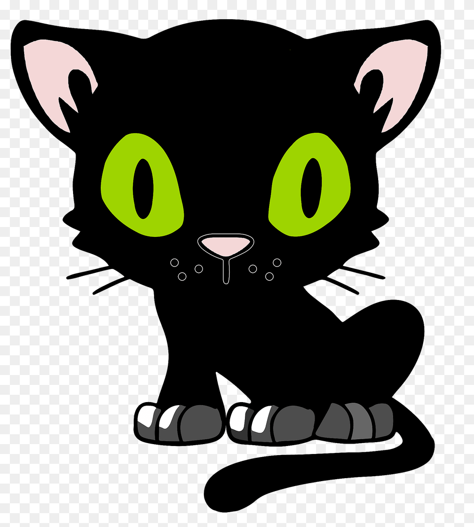 Black Cat With Large Green Eyes Clipart, Animal, Mammal, Pet, Fish Png