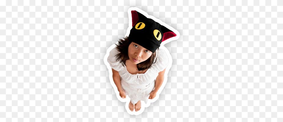 Black Cat With Yellow Eyes Hat Happy, Clothing, Portrait, Photography, Person Free Transparent Png
