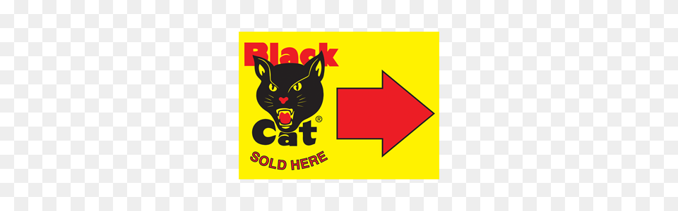 Black Cat Yard Sign With Arrow Winco Fireworks, Logo, Symbol, Animal, Mammal Png Image