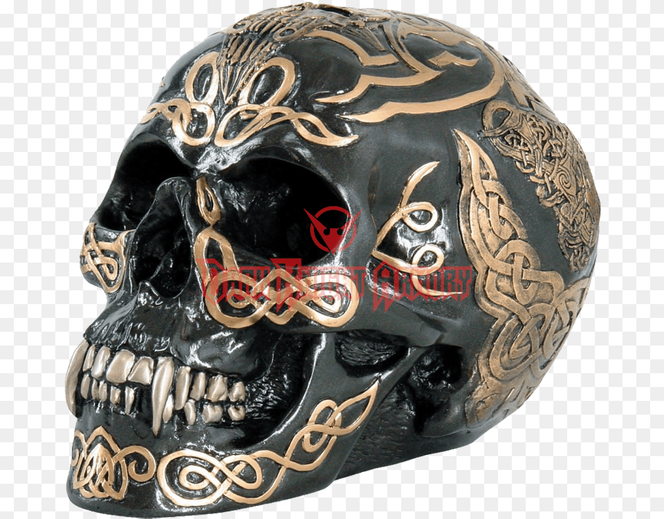 Black Celtic Skull Celtic Skull Grey Artwork By Pacific Giftware, Crash Helmet, Helmet, Adult, Male Png Image