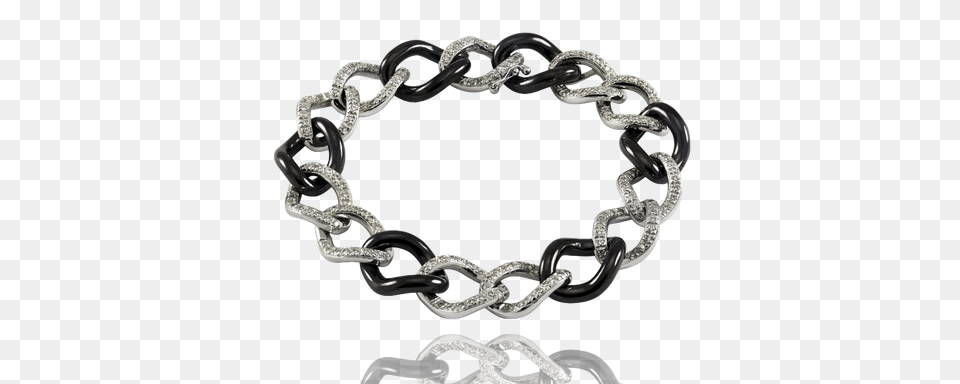 Black Ceramic 18k White Gold Chain Bracelet With Diamonds Solid, Accessories, Jewelry Png